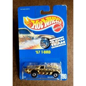 VTG 1991 Hot Wheels '57 T-BIRD Dark Gold Chrome 190 GLEAM TEAM SERIES #1760 1:64